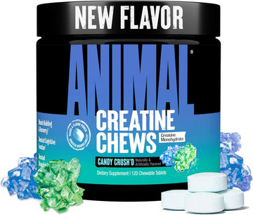 Animal Creatine Chews – Enhanced Creatine Monohydrate Chewable Tablets With Astragin & Sea Salt, Max Absorption Pre Post-Workout, Lean Muscle Growth, Strength & Recovery, New Flavor Candy Crush’D