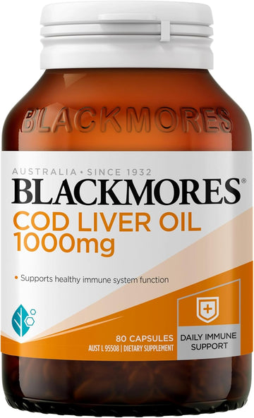 Blackmores Cod Liver Oil 1000 Mg 80 Capsules, Vitamin A + Vitamin D + Omega-3, Made In Australia