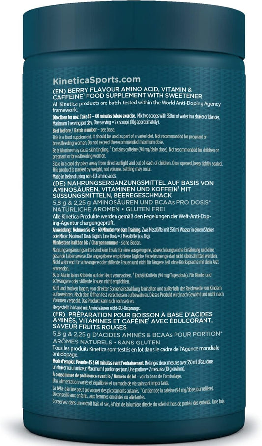 Kinetica Sports Prefuel Pre Workout -Berry Flavour | 5.8G Amino Acids Blend, 2.25G Bcaa'S & 92Mg Caffeine/Serve, 30 Servings/300G| With Essential Vitamins, Minerals|Supports Performance & Energy Boost