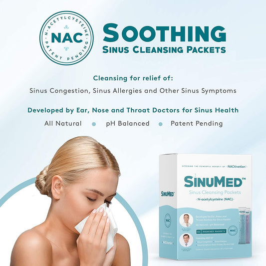 Sinus Cleansing System Refill - Relief Of Sinus Congestion, Allergies, Patent-Pending N-Acetylecysteine - 56 Refill Packets - All Natural, Ph Balanced - Developed By Ent Mds - 28 Day Supply