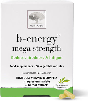 New Nordic B-Energy Mega Strength Vitamin B Complex 60 Pack - Dairy And Gluten Free - Vegan Supplements - Multi Vitamins For Tiredness And Fatigue