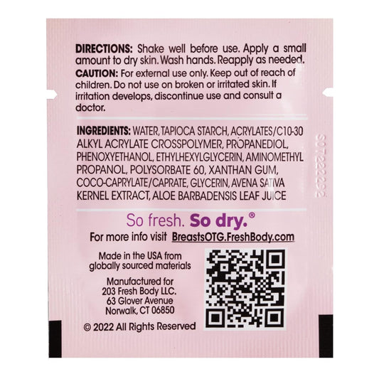 Fresh Body Fresh Breasts On-The-Go Anti Chafing Deodorant Lotion to Powder - Unscented, 0.07oz Travel Size (15 pack) Anti Chafe Cream for Women, Inner Thighs & Areas that Sweat - No Talc, Aluminum