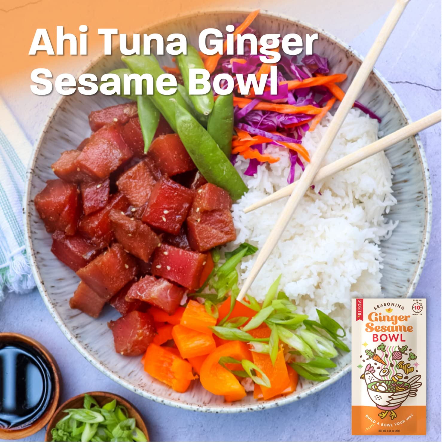 Riega Ginger Sesame Bowl Seasoning, Perfect Asian Seasonings Spice Mix for Sesame Ginger Rice or Salad Bowls, 1.06 Ounce (Pack of 8) : Grocery & Gourmet Food