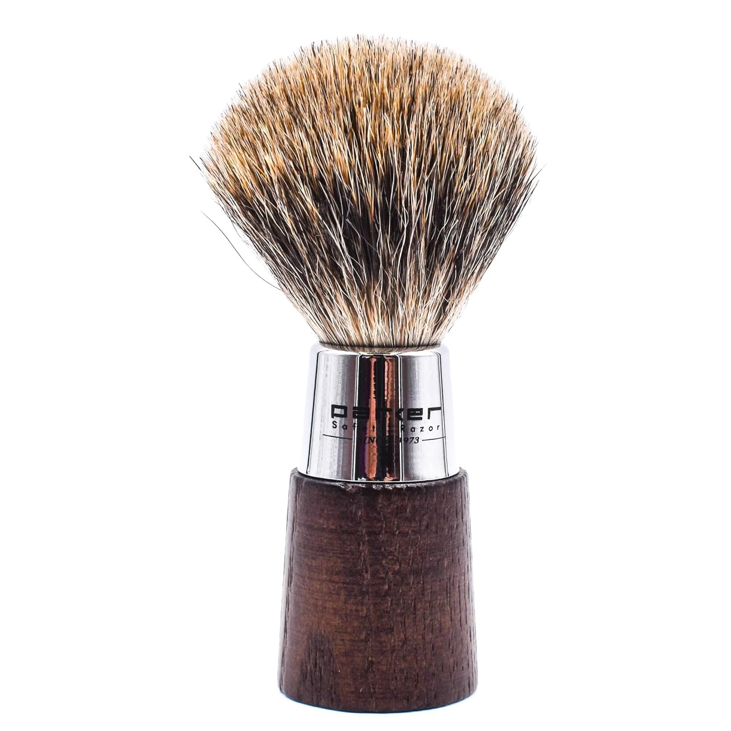 Parker 100% 3-Band Pure Badger Bristle Walnut And Chrome Handle Handmade Shaving Brush - Brush Stand Included : Beauty & Personal Care