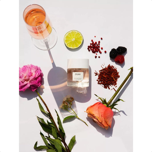 OUAI Melrose Place Eau de Parfum Set - Elegant Womens Perfume for Everyday Wear - Fresh Floral Scent, Notes of Champagne, Bergamot & Rose with Hints of Cedarwood & Lychee (2 Count, 0.34 Oz/1.7 Oz)