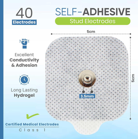 Med-Fit Flexi Istim 5 X 5 Cm 40 Pads Stud Tens Self Adhesive Pads Fit Beurer, Sanitas And Virtually All Tens Massage Machines On Amazon