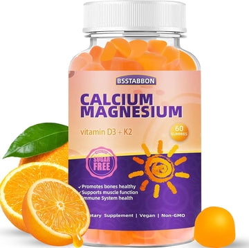 Calcium Magnesium Gummies For Adult: With Zinc Vitamin D3 K2 For Women Men Organic Sugar Free Vegan Chewable Gummy - High Absorption For Immune Strength?60Count