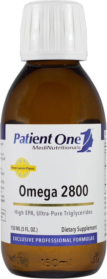 Patient One Omega 2800 Liquid | Supplement To Support Heart, Cognitive And Joint Health* | High-Potency Omega-3 Fish Oil | Lemon Flavor | 5 Fl Oz