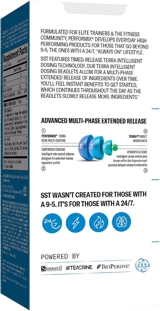 Performix - Sst Original - Pre-Workout, 250 Mg Caffeine, 120 Capsules - Energy Supplements, No Crash, Fitness Goals, Nootropic - Timed-Release For All Day Focus, Mood & Energy Boost - Men & Women