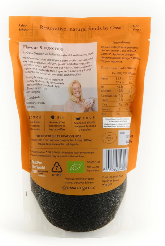 Ossa Chicken Bone Broth, High-Protein Broth, Preservative-Free Soup & Cooking Essential, Keto & Paleo-Friendly Soup Maker For Gut Health & Digestion, 500 G - Delivered Frozen