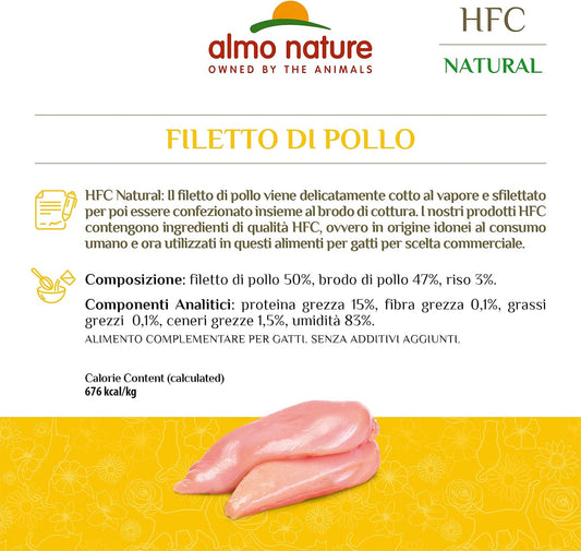 Almo Nature Hfc Natural Wet Cat Food Pouch - Chicken Fillet (Pack Of 24 X55G)5800
