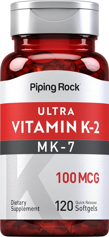 Piping Rock Vitamin K2 Mk-7 | 100 Mcg | 120 Softgels | Non-Gmo, Gluten Free Supplement
