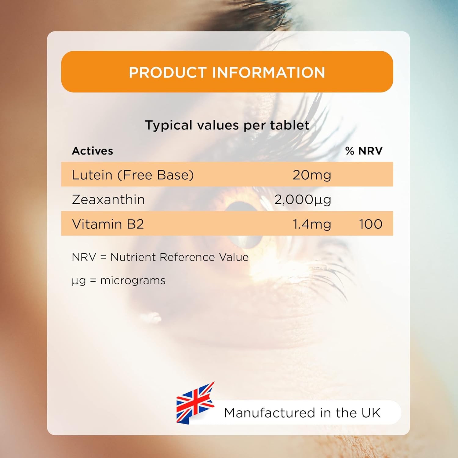 Healthspan Retinex Max Eye Support (60 Tablets) | Long Term Vision & Eye Health | 20mg Lutein & 2,000ug Zeaxanthin | Vitamin B2 Contributes to Normal Vision | Natural Source Carotenoids | Vegan : Amazon.co.uk: Health & Personal Care