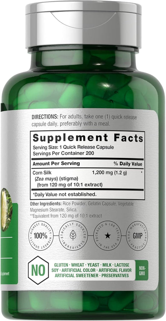 Horbäach Corn Silk Capsules 1200Mg | 200 Count | Non-Gmo, Gluten Free Extract Supplement