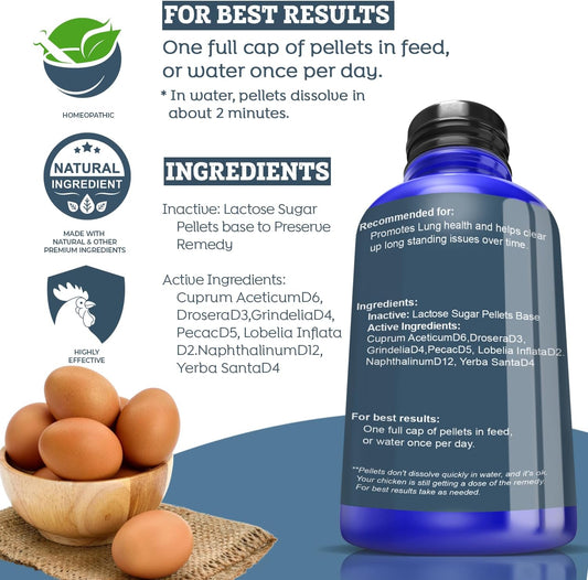 Healthyanimals4Ever All-Natural Chicken Respiratory Support Supplement - Effective Homeopathic Breathing Aid For Chickens - 300 Chicken Respiratory Support Tablets