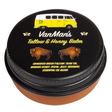 Vanman’S - Tiny Bison Tallow And Honey Balm - Grass-Fed/Finished Bison Tallow And Manuka Honey Cream With Royal Jelly, Essential Oils - Cream For Dry, Delicate Skin - Bison Tallow Skin Care - 0.25 Oz