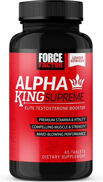 Force Factor Alpha King Supreme Testosterone Booster For Men With Fenugreek Seed And Ashwagandha To Increase Drive And Vitality, Boost Performance, And Build Muscle And Strength, 45 Tablets
