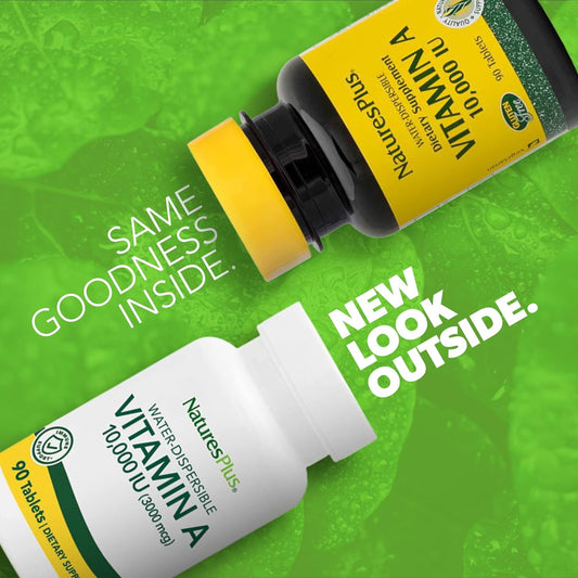 Naturesplus Vitamin A (Palmitate) - 10,000 Iu - Healthy Skin, Eyes, Vision & Immune System - Water Soluble For Maximum Absorption - 90 Vegetarian Tablets (90 Servings)