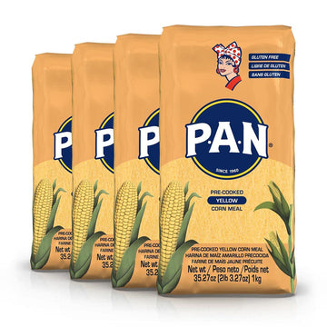 P.A.N. Yellow Corn Meal β Pre-Cooked Gluten Free And Kosher Flour For Arepas (2.2 Lb/Pack Of 4)