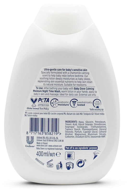 Baby Dove, Night Time Lotion For Sensitive Skin, Calming Moisture - 400 Ml (13 Ounce)