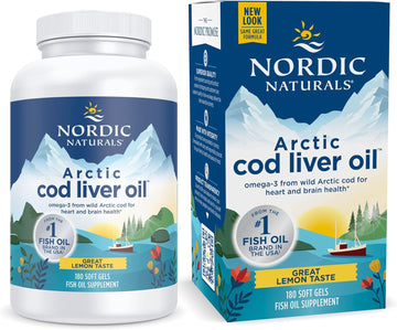 Nordic Naturals Arctic Cod Liver Oil, Lemon - 180 Soft Gels - 750 mg T