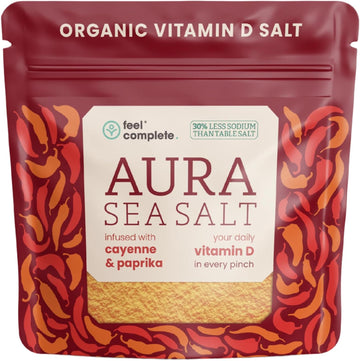 Your Daily Vitamin D In Every Pinch | Organic Aura Sea Salt | Infused Celtic Sea Salt With Cayenne & Paprika | 30% Less Sodium Than Table Salt | 5 Months Of Vitamin D | 80G Resealable Pouch