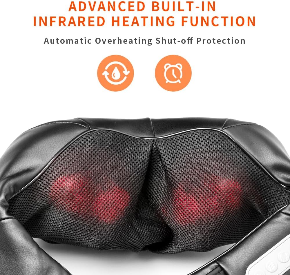 Breo Shiatsu Neck & Back Massager with Heat, 3D Deep Kneading, Shoulde