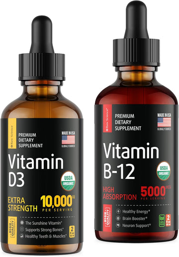 S Raw Science Helps Support Strong Bones And Healthy Heart, Mood & Energy Booster & Metabolism β Vitamin D3 Drops 10000 Iu And Vitamin B12 Drops 5000Mcg