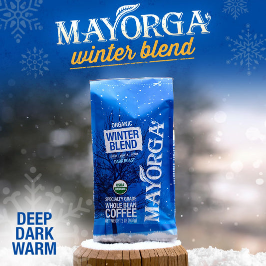 Mayorga Seasonal Dark Roast Coffee, 2 Lb Bag - Winter Blend Coffee Roast - 100% Arabica Whole Coffee Beans - Bold & Smooth Organic Coffee - Specialty Grade, Non-Gmo, Direct Trade, Kosher