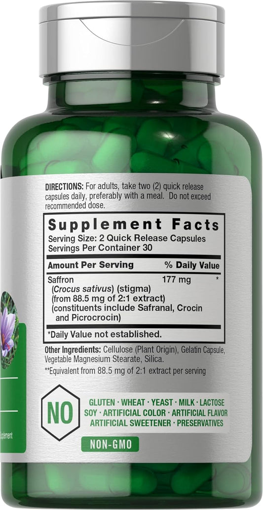 Horbäach Saffron Extract Capsules 177 Mg 60 Count | Non-Gmo, Gluten Free Supplement