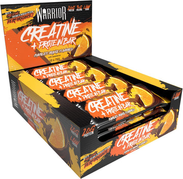 Warrior Creatine Protein Bars β Low Carb Snack, Oat Based Flapjack Bar, Increase Physical Performance, 12 X 75G (Chocolate Orange)