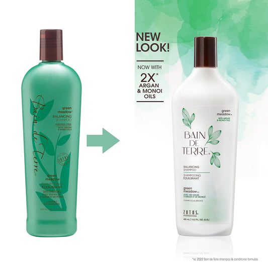 Bain de Terre Balancing Shampoo/Conditioner | Green Meadow | Restores Optimal Balance for Normal, Oily Hair | Argan & Monoi Oils | Paraben Free | Color-Safe