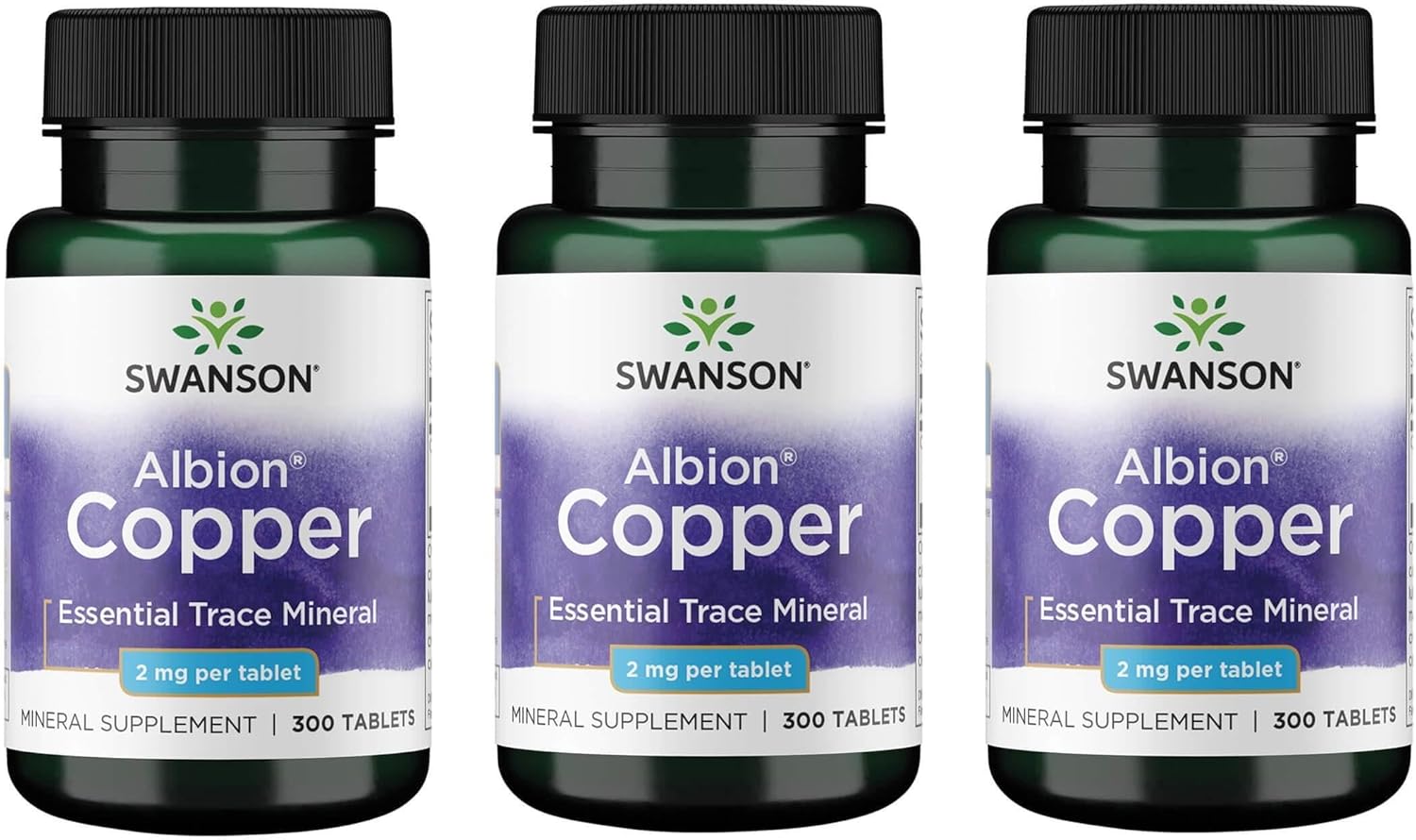 Swanson Copper Mineral Supplement - 2 Mg (Copper Chelate) - Antioxidant, Immune System, And Cell Support - 300 Tablets (3 Pack)