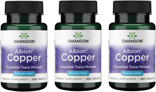 Swanson Copper Mineral Supplement - 2 Mg (Copper Chelate) - Antioxidant, Immune System, And Cell Support - 300 Tablets (3 Pack)