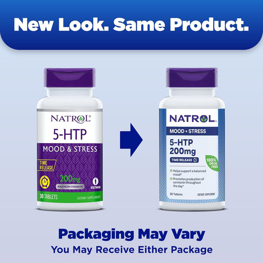 Natrol Mood + Stress 5-Htp 200Mg Time Release Tablets, 30 Count, 30 Day Supply