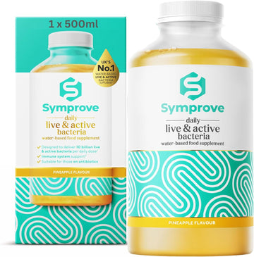 Symprove Pineapple 1 Week Pack Daily Essential Gut Health Supplement, Probiotic Drink With Live Bacteria, Vegan - 1X500Ml