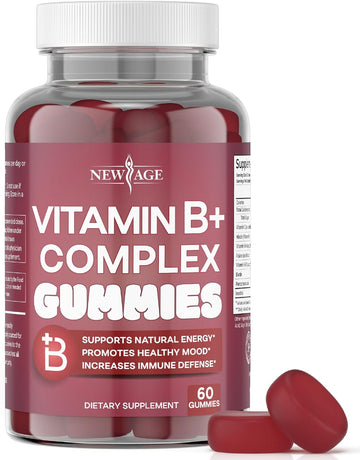 New Age Vitamin B Complex Gummies With Vitamin B3, B5, B6, B7, B9 & B12  With Biotin, Folic Acid & Vitamin C  Gluten-Free, Vegan, Made In The Usa! (60 Count (Pack Of 1))