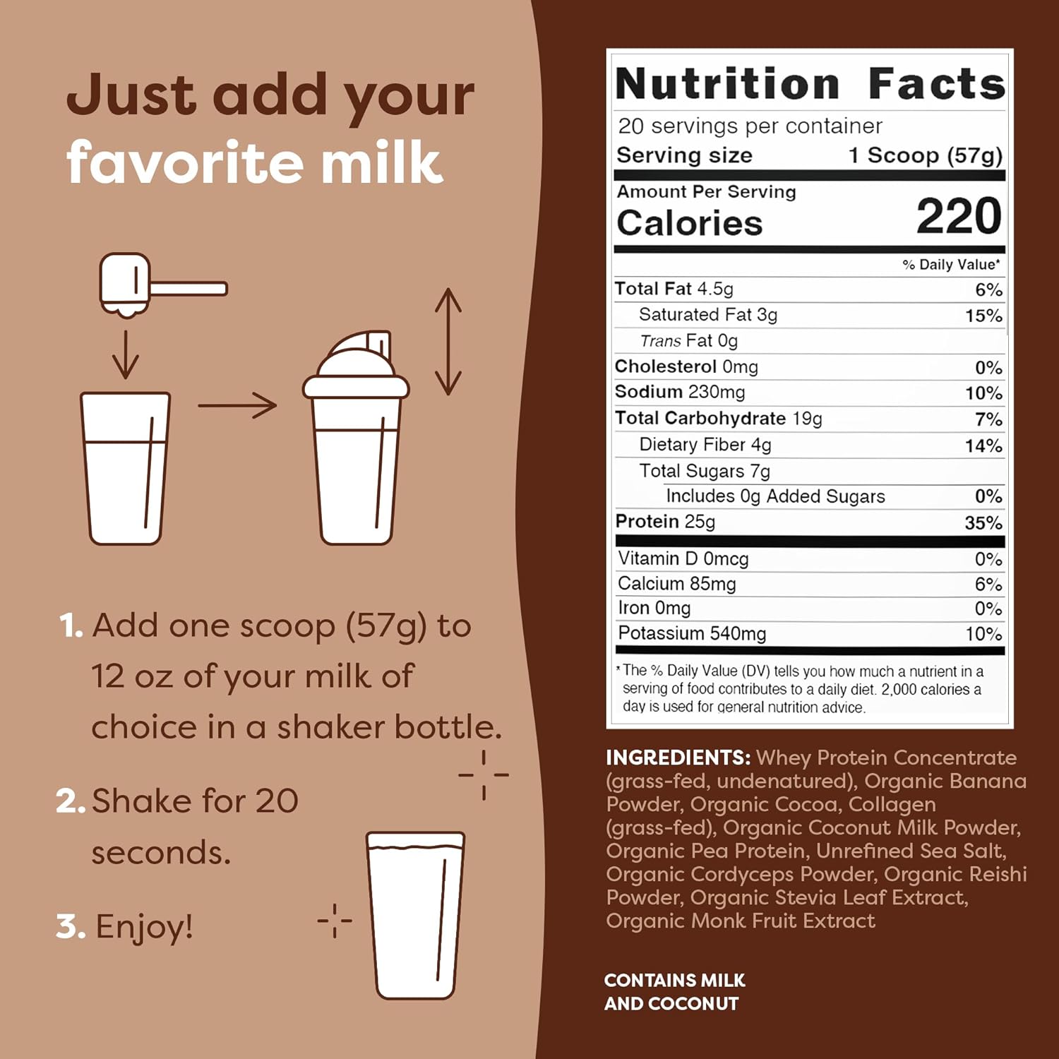 FlavCity Protein Powder Smoothie, Chocolate - 100% Grass-Fed Whey Protein Smoothie with Collagen & Organic Pea Protein (25g of Protein) - Gluten Free & No Added Sugars (37.74 oz) : Health & Household