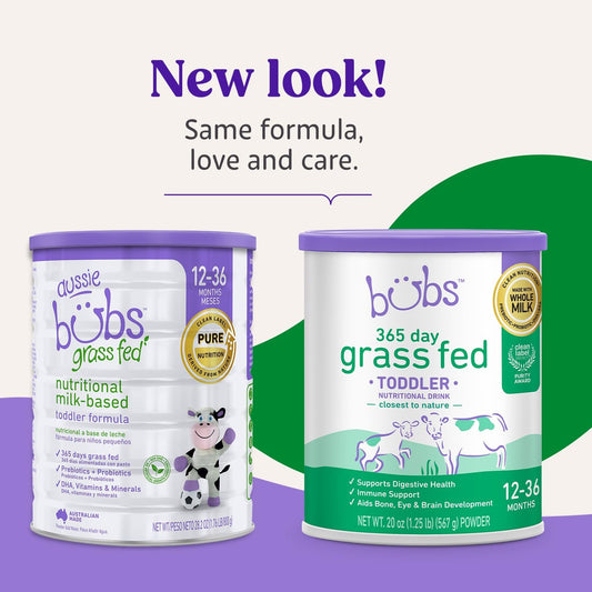 Bubs 365 Grass Fed Toddler Nutritional Drink, Non-Gmo Whole Milk-Based Formula, For Kids 12-36 Months, 20 Oz
