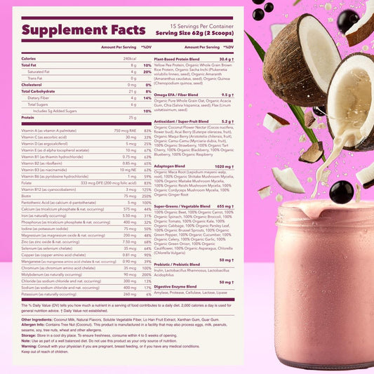 KaāChava All-In-One Nutrition Shake Blend, Coconut Acai, 85+ Superfoods, Nutrients & Plant-Based Ingredi Vitamins And Minerals, 25G Plant-Based Protein, 2Lb