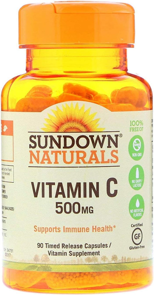 Sundown Naturals Vitamin C 500 mg Timed Release Capsules - 90 ct, Pack of 4