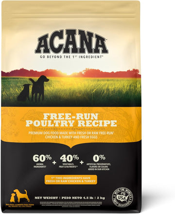 Acana Grain Free Dry Dog Food, Free-Run Poultry Dog Food Recipe, 4.5Lb