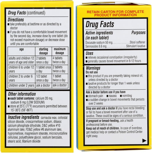 Rite Aid Laxative & Stool Softener With Senna - 120 Tablets | Constipation Relief Parent (New)