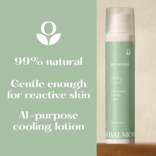 Balmonds Cooling Cream 100Ml – Natural Skin Soothing Lotion With Menthol, Lavender, Shea Butter & Aloe Vera For Hot Flushes, Menopause, Sunburn & Sensitive Skin Relief