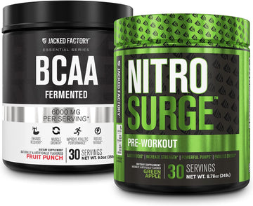 Nitrosurge Pre-Workout In Green Apple & Bcaa In Fruit Punch For Muscle Building And Recovery