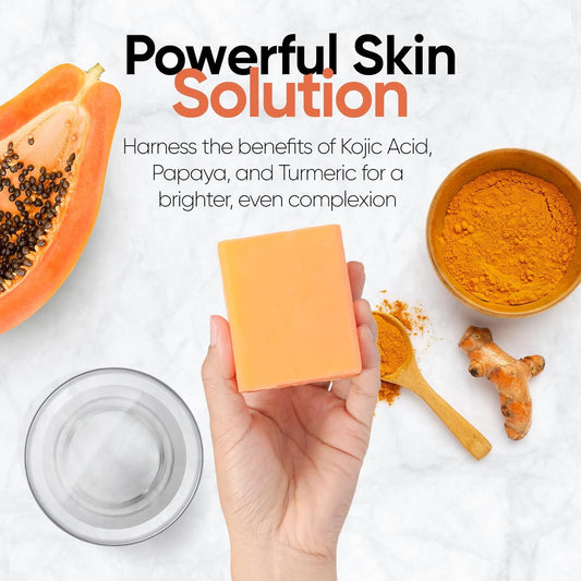 Kojic Acid Soap For Hyperpigmentation – Kojic Turmeric Papaya Soap For Skin Brightening – Dark Spot Reduces Acne, Cleanse Scars & Evens Tone – Kojic Acid Body Wash Made In Usa, For All Skin Types