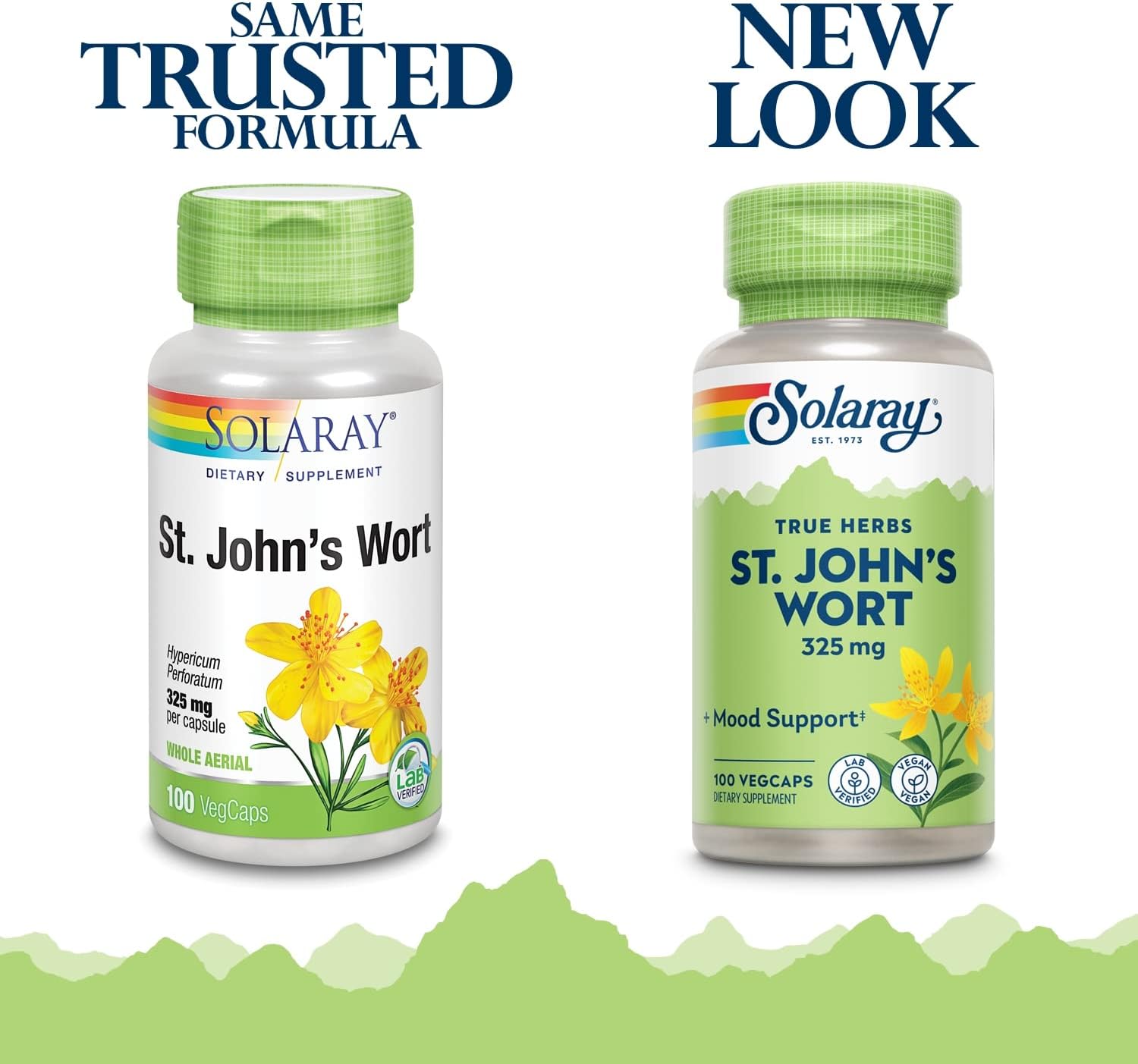 Solaray St Johns Wort 325Mg Whole Aerial |Brain Health Support | Non-Gmo, Vegan Lab Verified (100 Count) | Pack Of 2