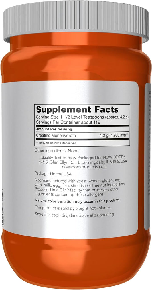 Now Sports Nutrition, Micronized Creatine Powder 500 G, Mass Building*/Energy Production*, 1.1-Pound