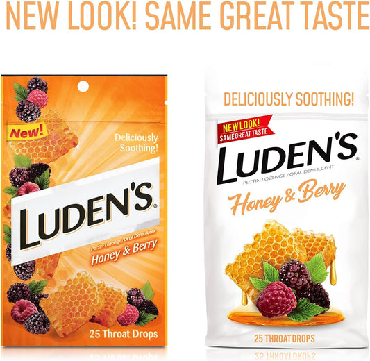 Luden'S Soothing Throat Drops, Honey Berry, 25 Ct (Pack Of 6)