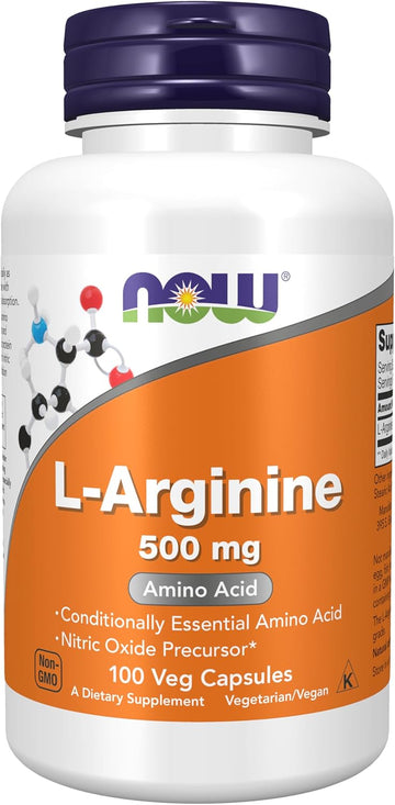 Now Foods Supplements, L-Arginine 500 Mg, Nitric Oxide Precursor*, Amino Acid, 100 Veg Capsules